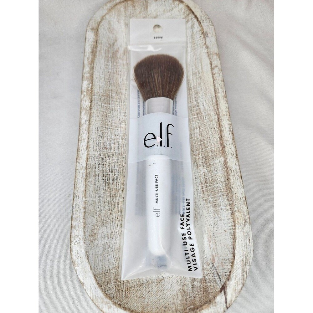 NWT e.l.f. Multi-Use Face Brush 55466 White Handle Blending Makeup Tool